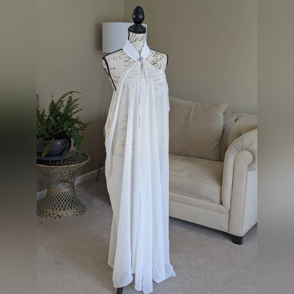 White Halter Maxi Dress with Flowing Panels